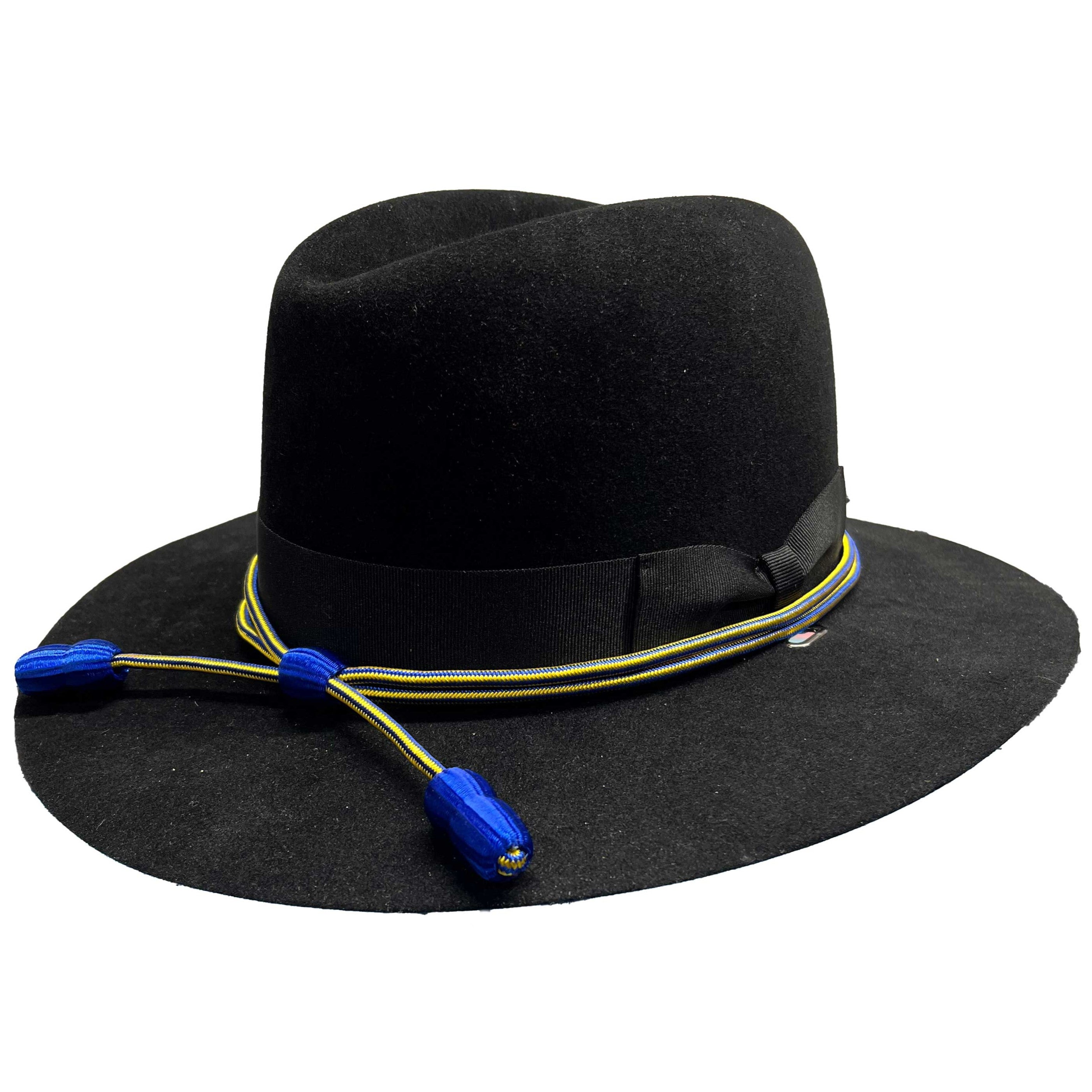 Stetson Black Hat with Blue Cord cavalry hat cord hat braid blue orange aviation acorn  main image 4