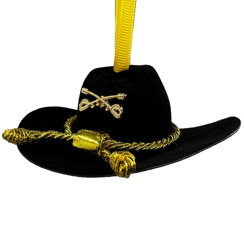 Small Black Cavalry Hat Ornament - Gold Cord