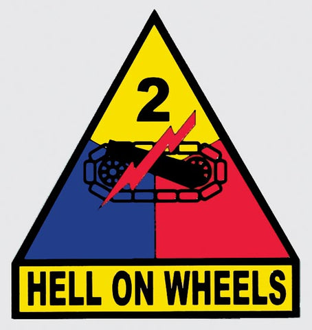 2nd Armored Division "Hell On Wheels" Decal 3.5 x 3.75