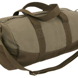 Two-Tone Canvas Duffle Bag Olive Drab with Brown Bottom