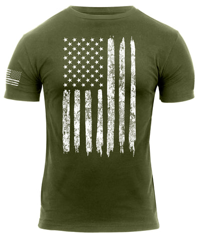 Distressed Flag Athletic T-Shirt (Olive Drab)