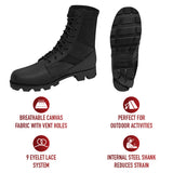 Military Jungle Boots 8" (Wide Sizes)- Black