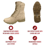 Forced Entry Deployment Boots With Side Zipper 8" - Tan