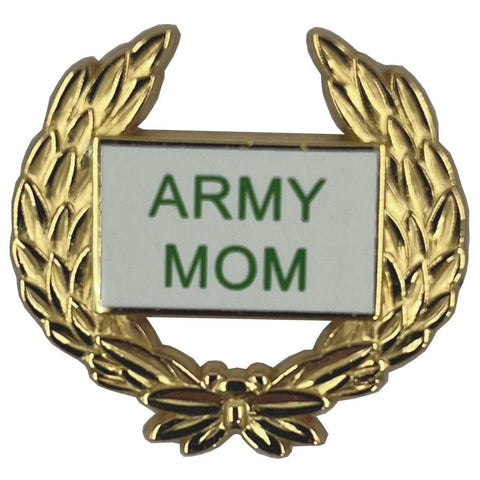 Army Mom Gold Wreath Pin