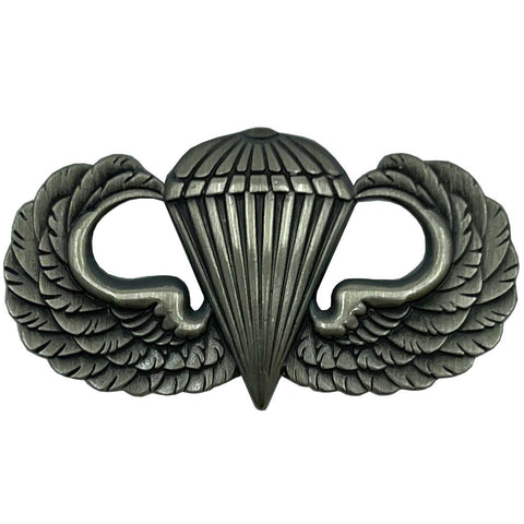 Airborne Jump Wings Basic Parachutist Badge Silver Oxide Finish