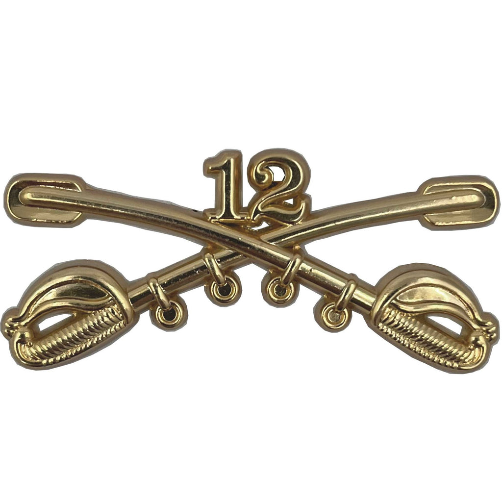 Army Cavalry Crossed Sabers Hat Pin – 2 1/4 X 1 Inch – Gold Finish