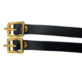 Black Leather Spur Straps w/ Gold Buckle