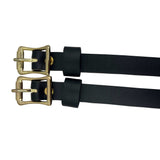 Black Leather Spur Straps (for 1885 Spurs) - Gold Buckle