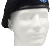 Inspection Ready Pre Shaven Black Army Wool Beret with Flash