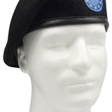 Inspection Ready Pre Shaven Black Army Wool Beret with Flash
