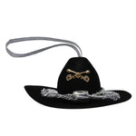 Large Black Cavalry Hat Ornament - Silver Cord