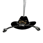 Small Black Cavalry Hat Ornament - Silver & Black Cord