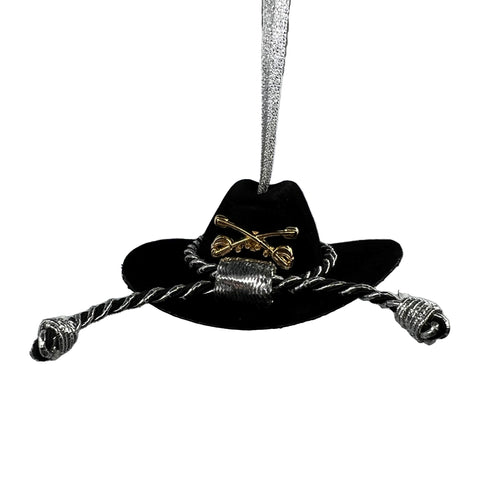 Small Black Cavalry Hat Ornament - Silver & Black Cord