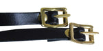 Black Leather Spur Straps w/ Gold Buckle