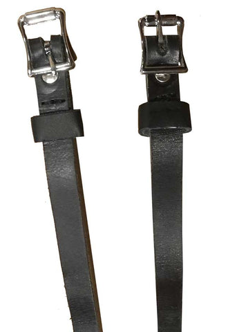 Black Leather Spur Straps (for 1885 Spurs) - Silver Buckle