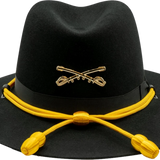 Official black Stetson cavalry hat with center crease and chin strap